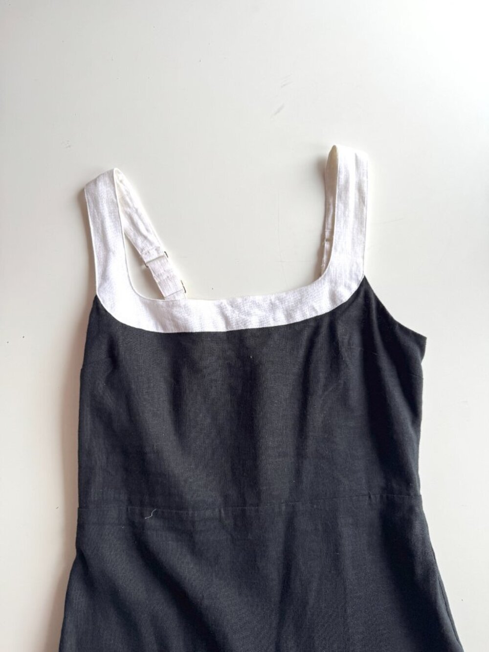 ABERCROMBIE & FITCH Black White Linen Cotton Blend Wide Strap Mini Dress, Size M - Picture 4 of 12